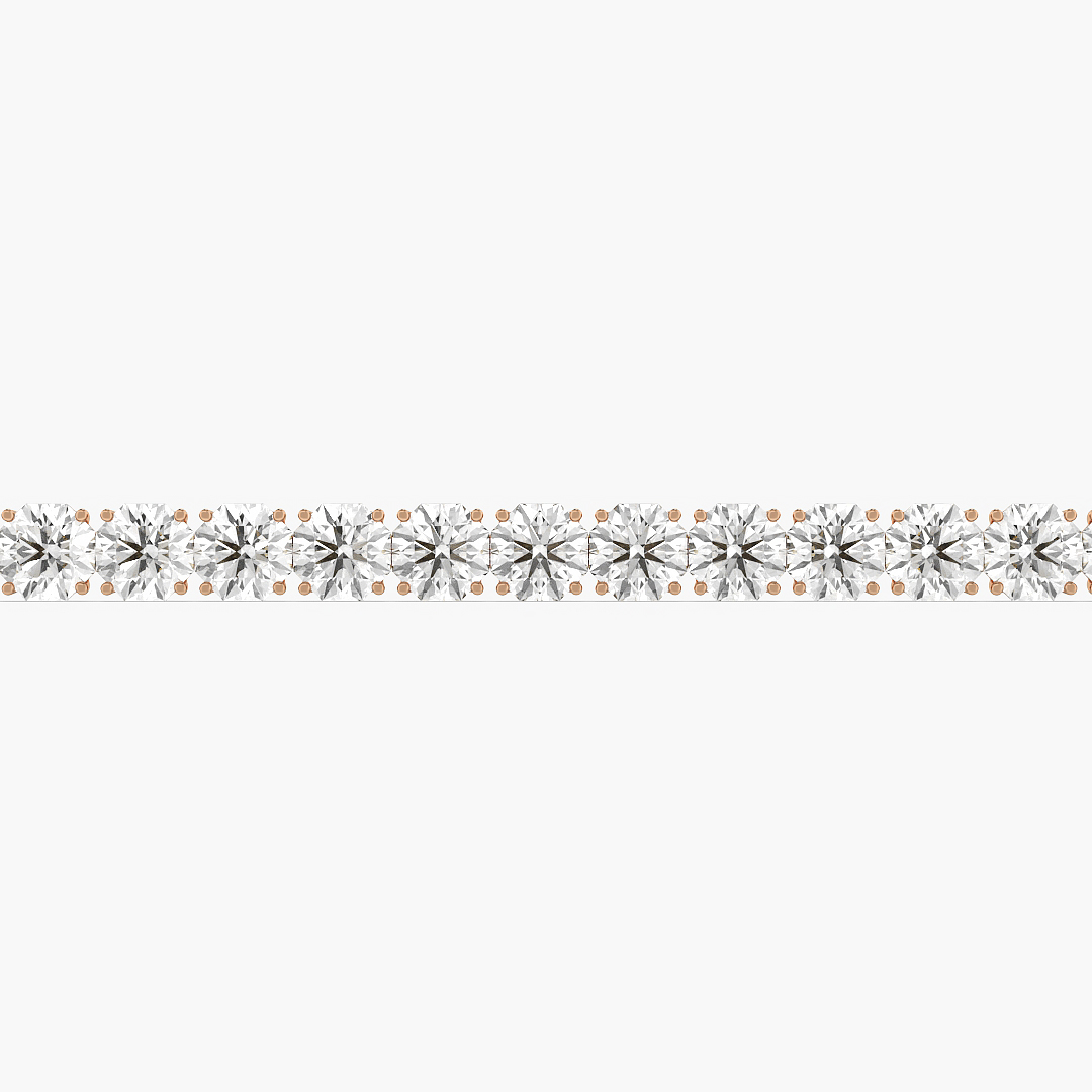 8.71 carat lab grown diamond tennis bracelet in 14KT rose gold, worn on model