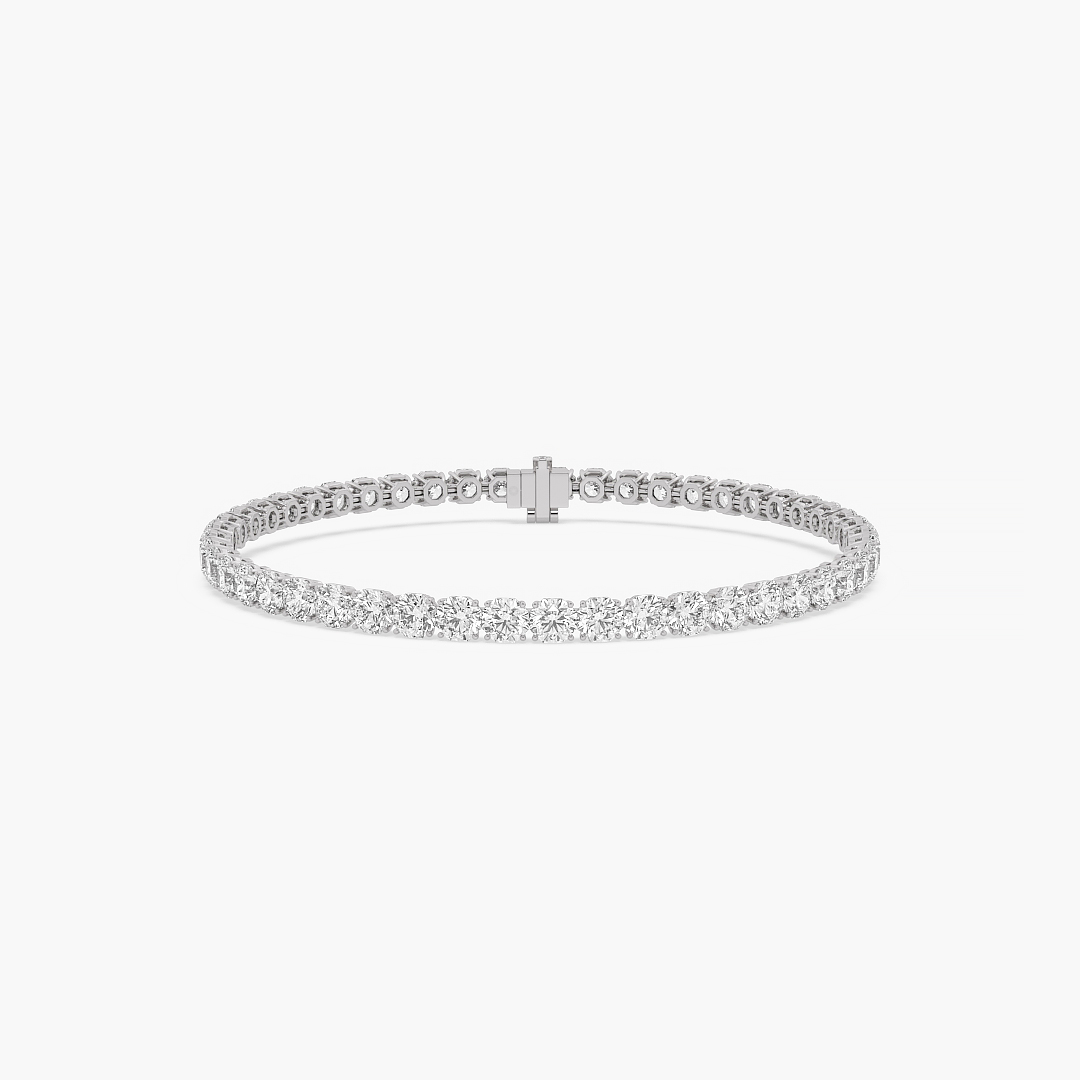 9.49 carat lab grown diamond tennis bracelet in 14KT white gold, front view