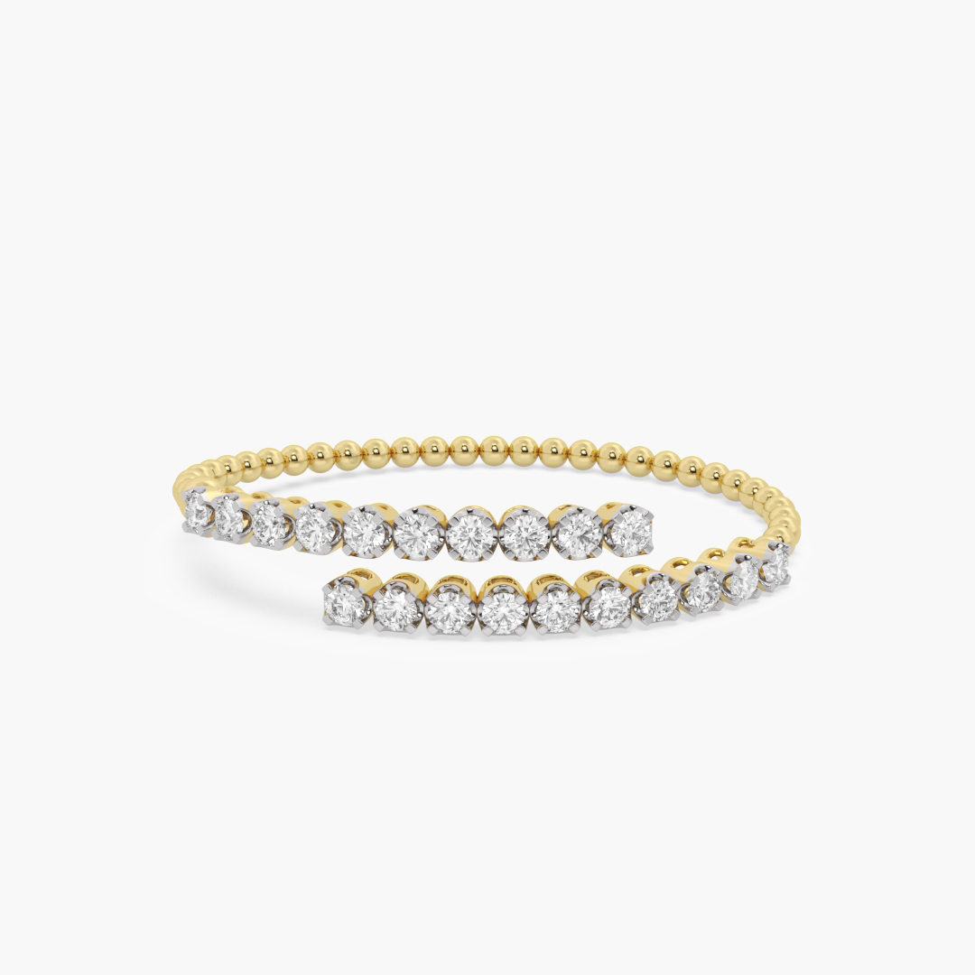 3.39 carat lab grown diamond bangle in 18KT yellow gold, front view