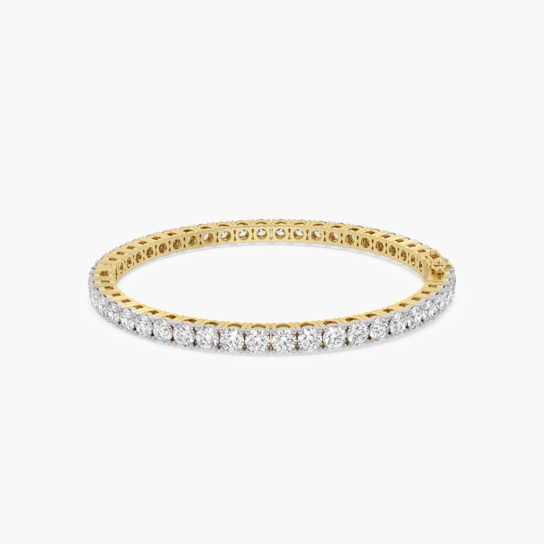 9.71 carat lab grown diamond bangle in 14KT yellow gold, front view