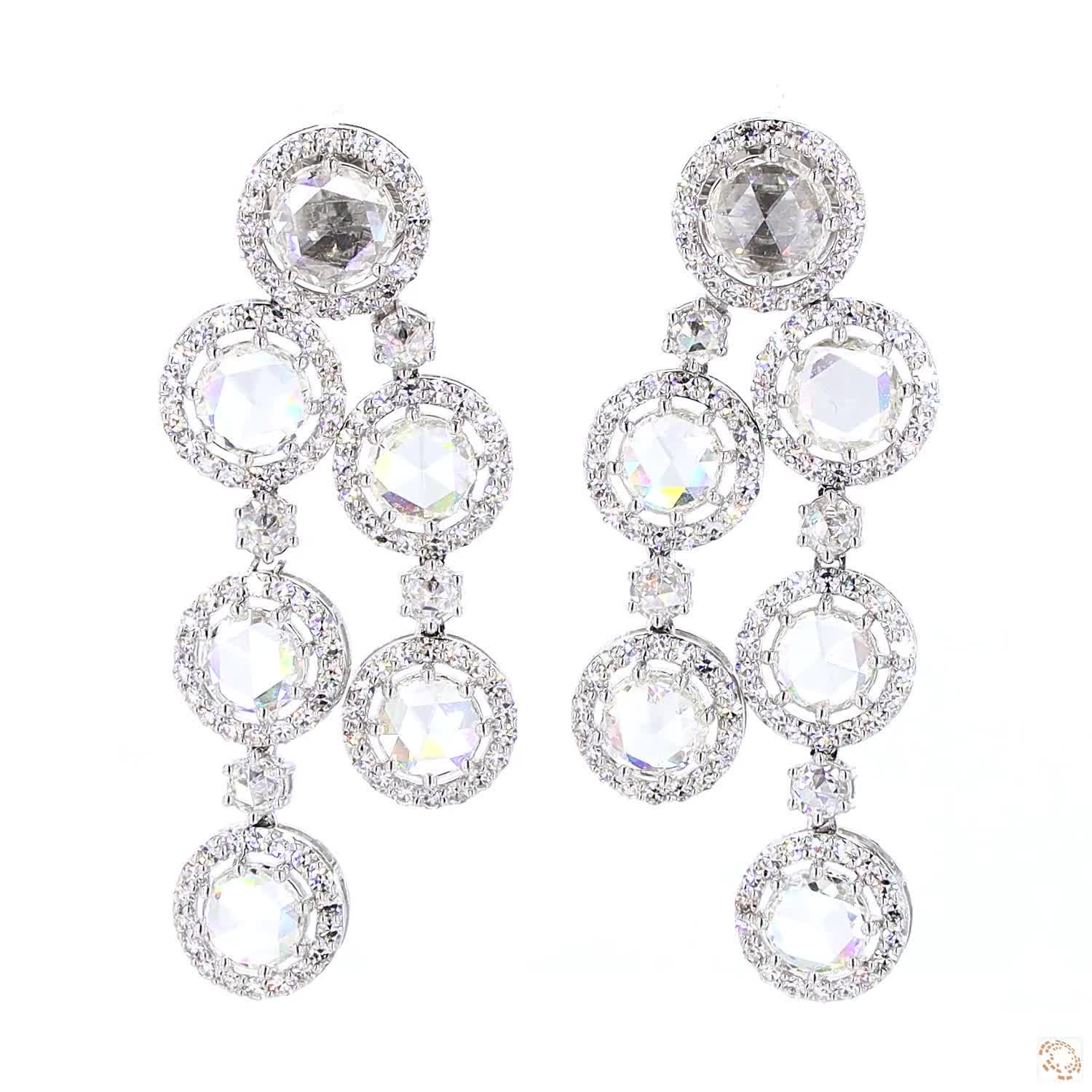 11.78 carat lab grown diamond hoop earrings in 14KT white gold, front view