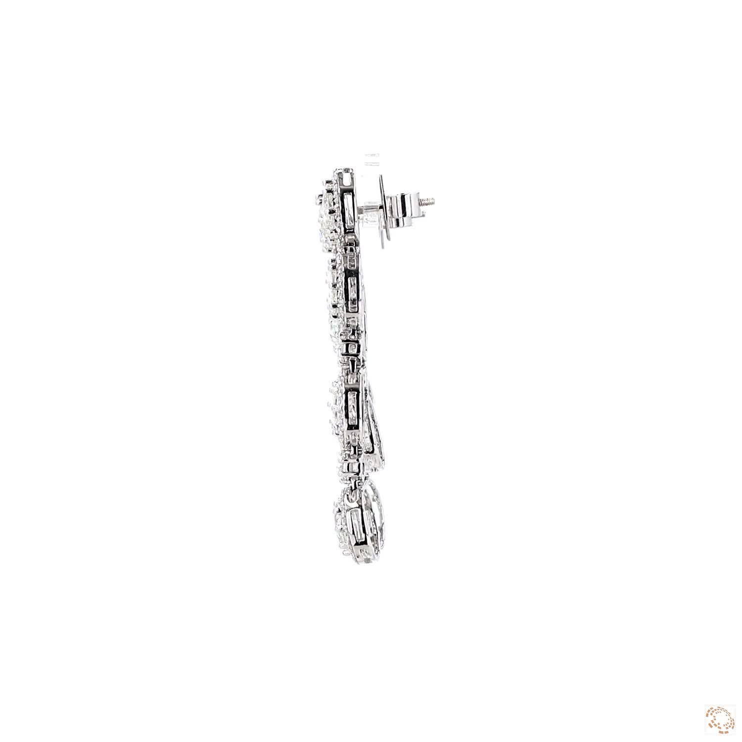 Close-up of the 244 lab grown diamonds on the 11.78 carat hoop earrings in 14KT white gold