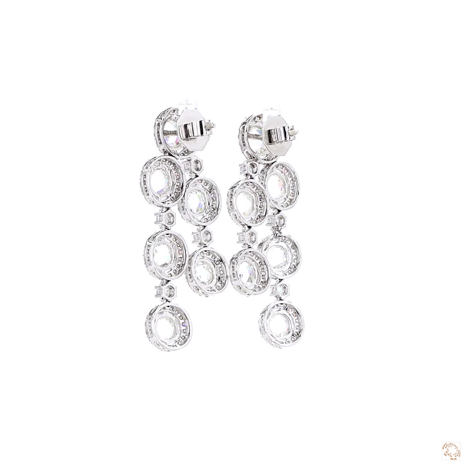 11.78 carat lab grown diamond hoop earrings in 14KT white gold, worn on model