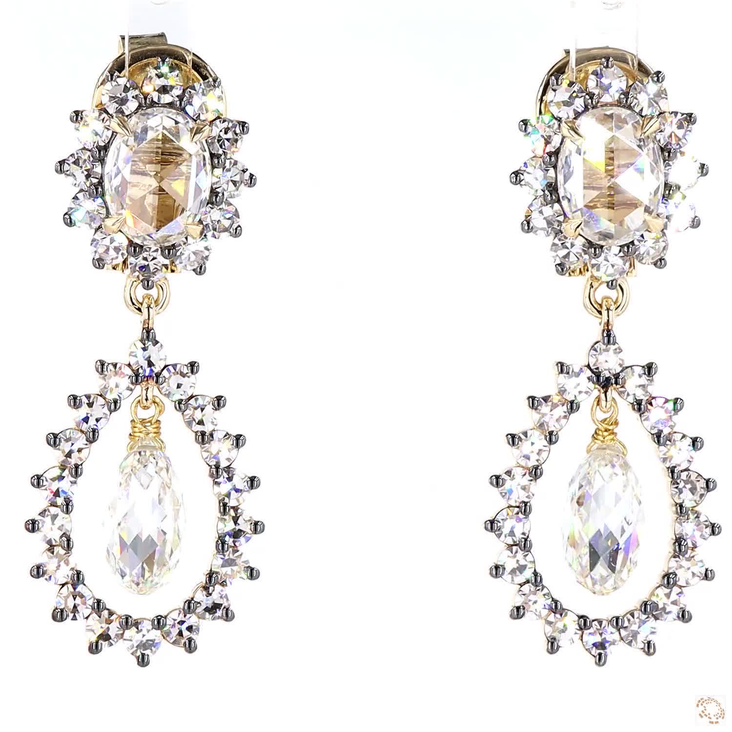 7.76 carat lab grown diamond hoop earrings in 14KT yellow gold, front view