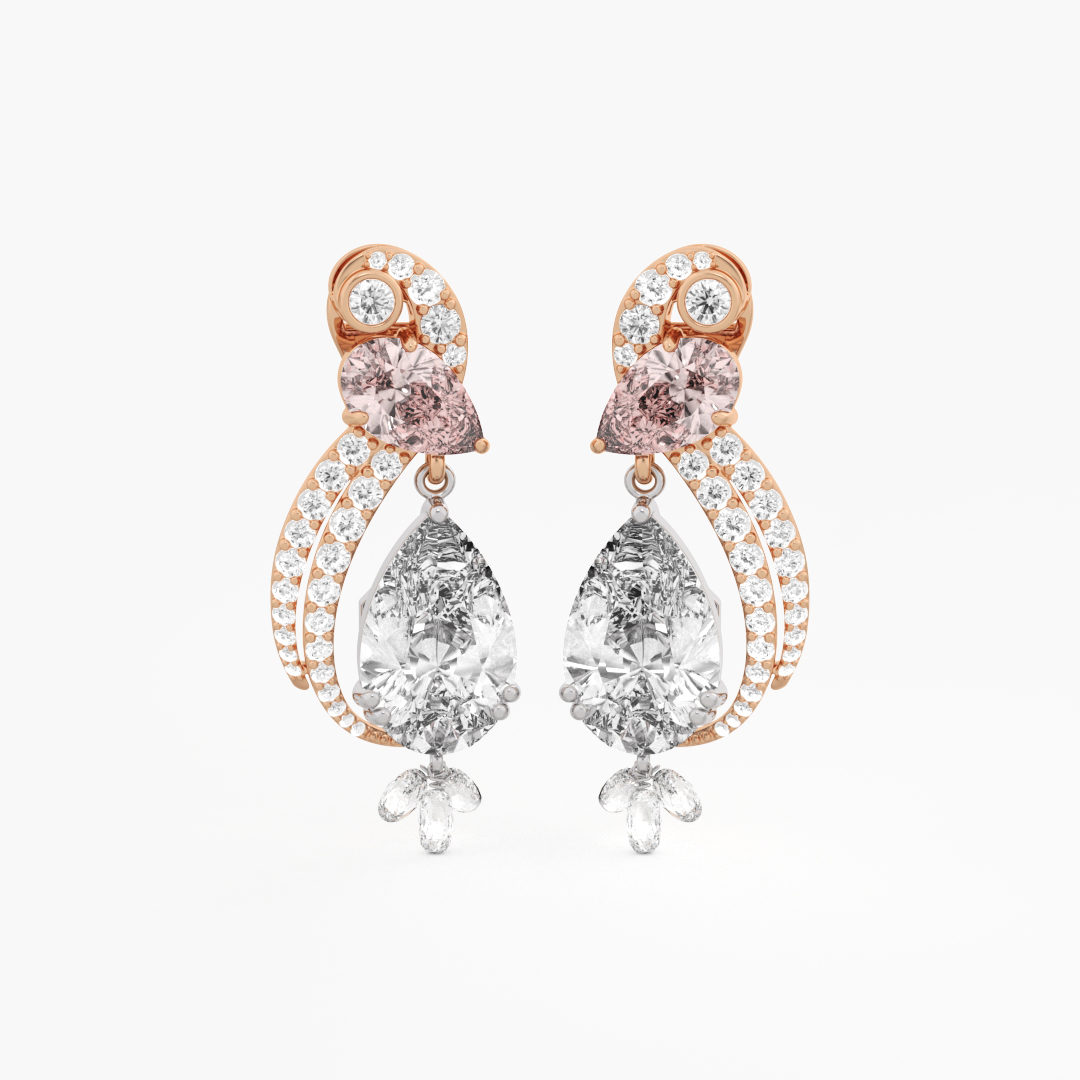 16.37 carat lab grown diamond hoop earrings in 18KT two tone gold, front view