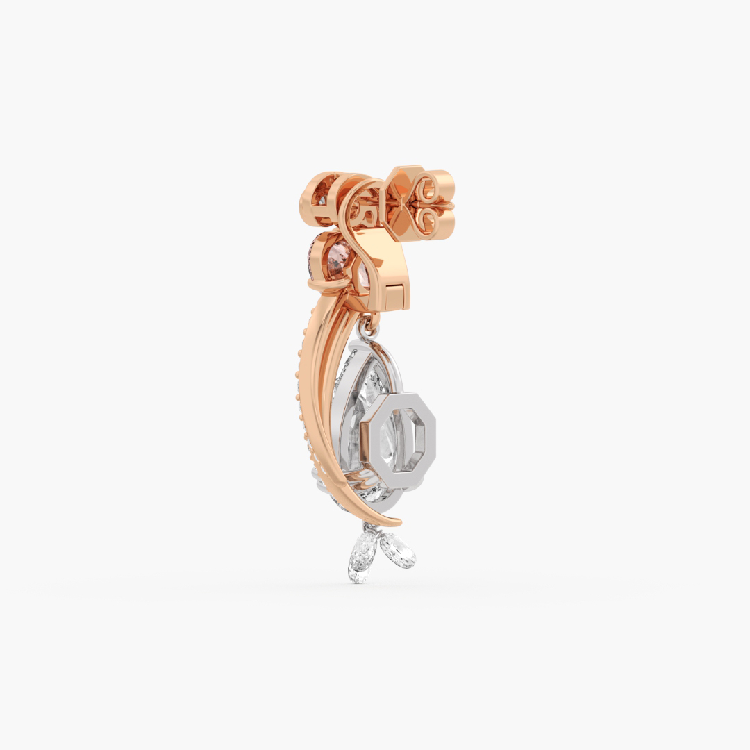 16.37 carat lab grown diamond hoop earrings in 18KT two tone gold, worn on model