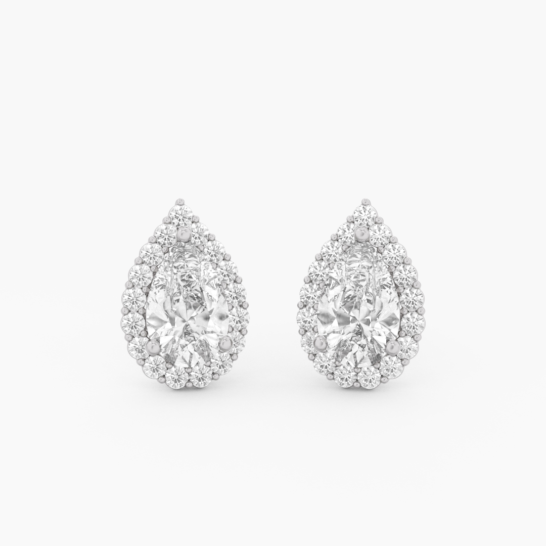 2.76 carat lab grown diamond stud earrings in 18KT white gold, front view