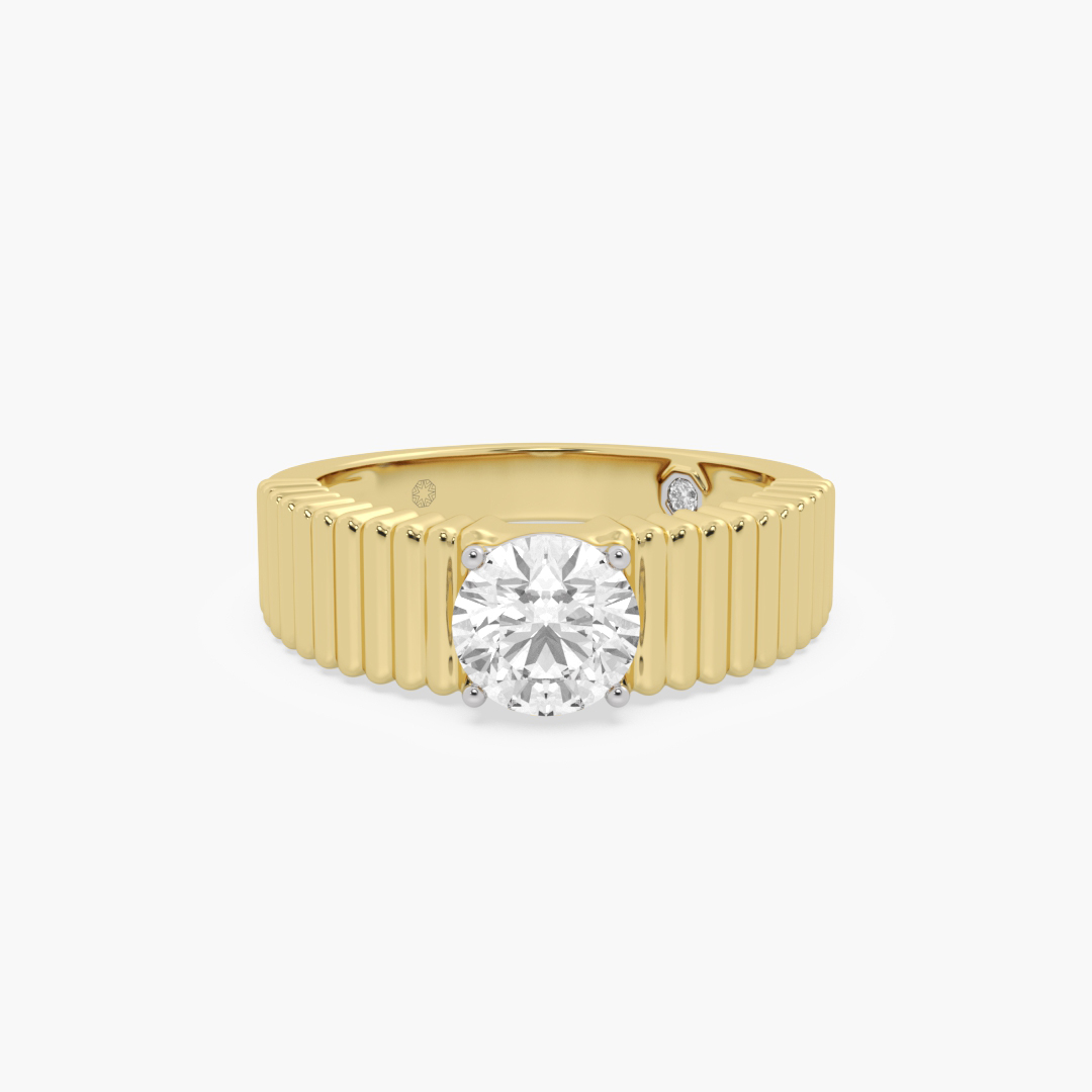 1.08 carat lab grown diamond men's ring in 14KT yellow gold, front view