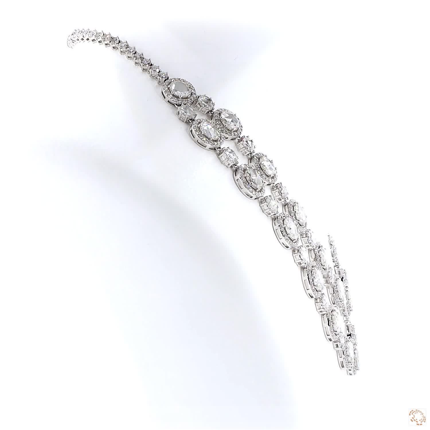 Close-up of the 634 lab grown diamonds on the 49.40 carat necklace in 14KT white gold