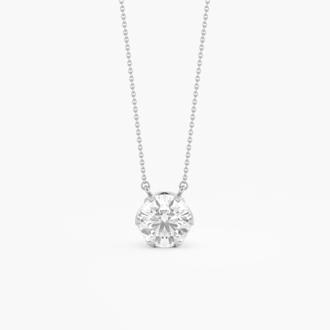 2.01 carat lab grown diamond solitaire pendant in 14KT white gold, front view