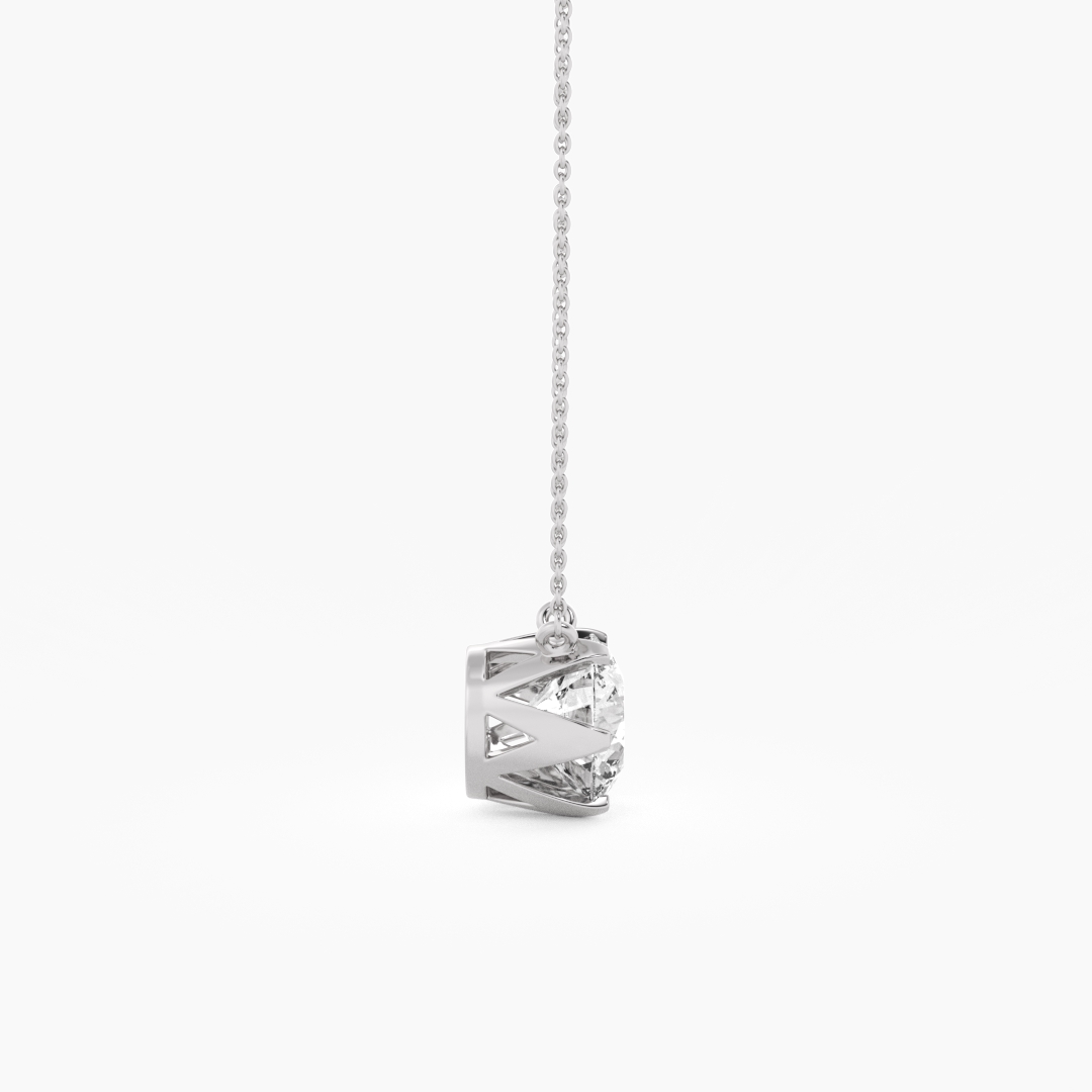 Close-up of the 1 lab grown diamond on the 2.01 carat solitaire pendant in 14KT white gold