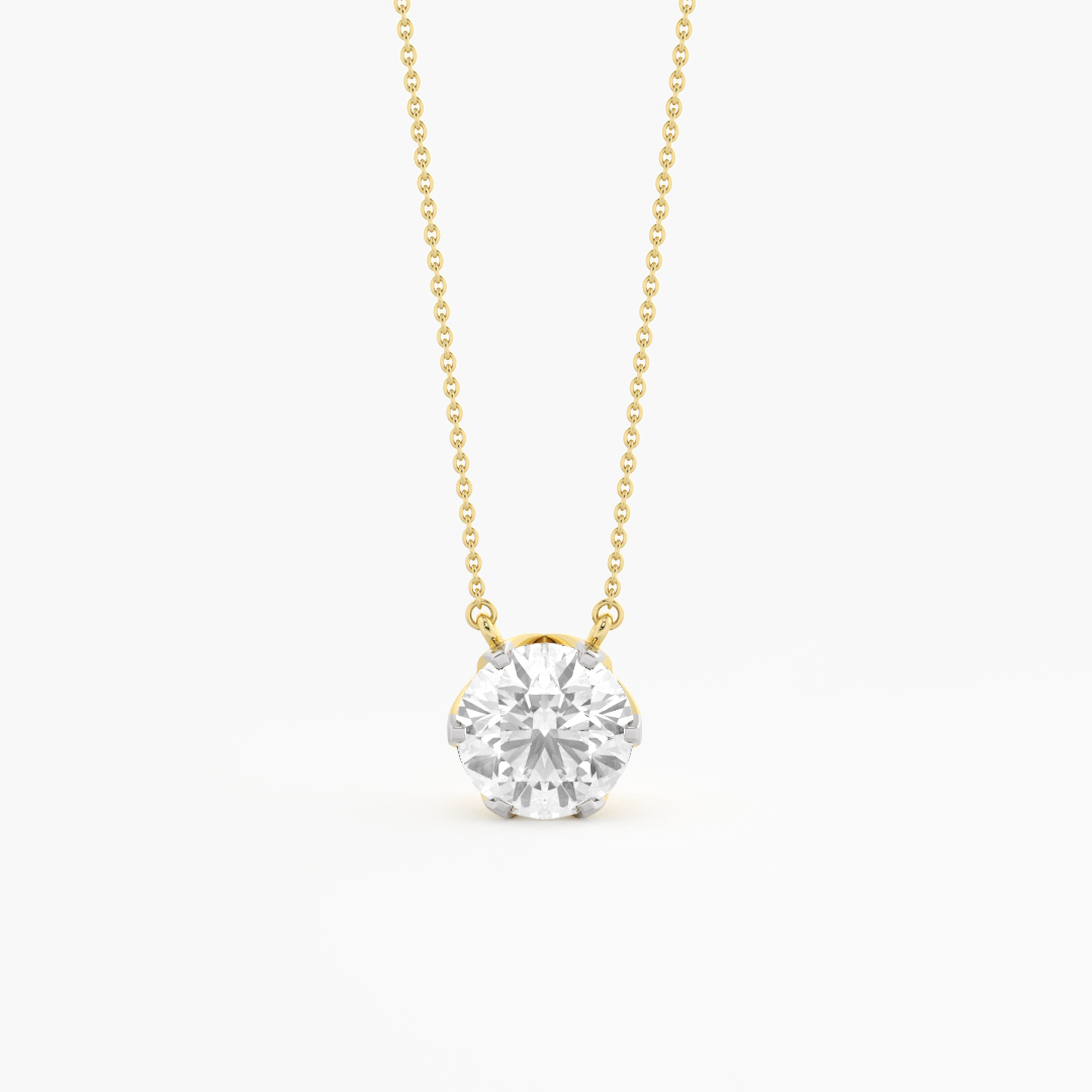 2.10 carat lab grown diamond solitaire pendant in 18KT yellow gold, front view