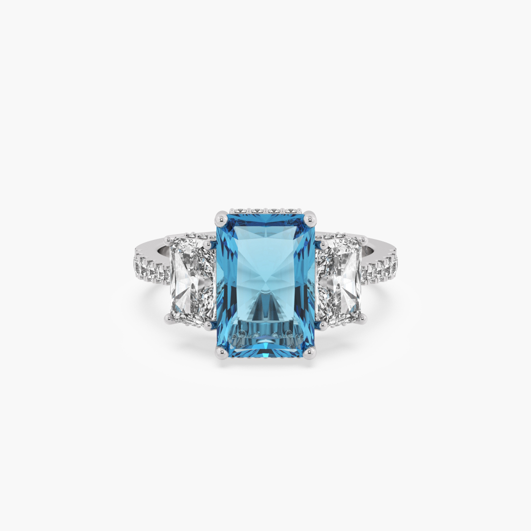 4.26 carat lab grown diamond cocktail ring in 18KT white gold, front view