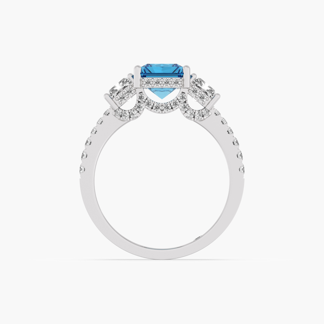 Close-up of the 60 lab grown diamonds on the 4.26 carat cocktail ring in 18KT white gold