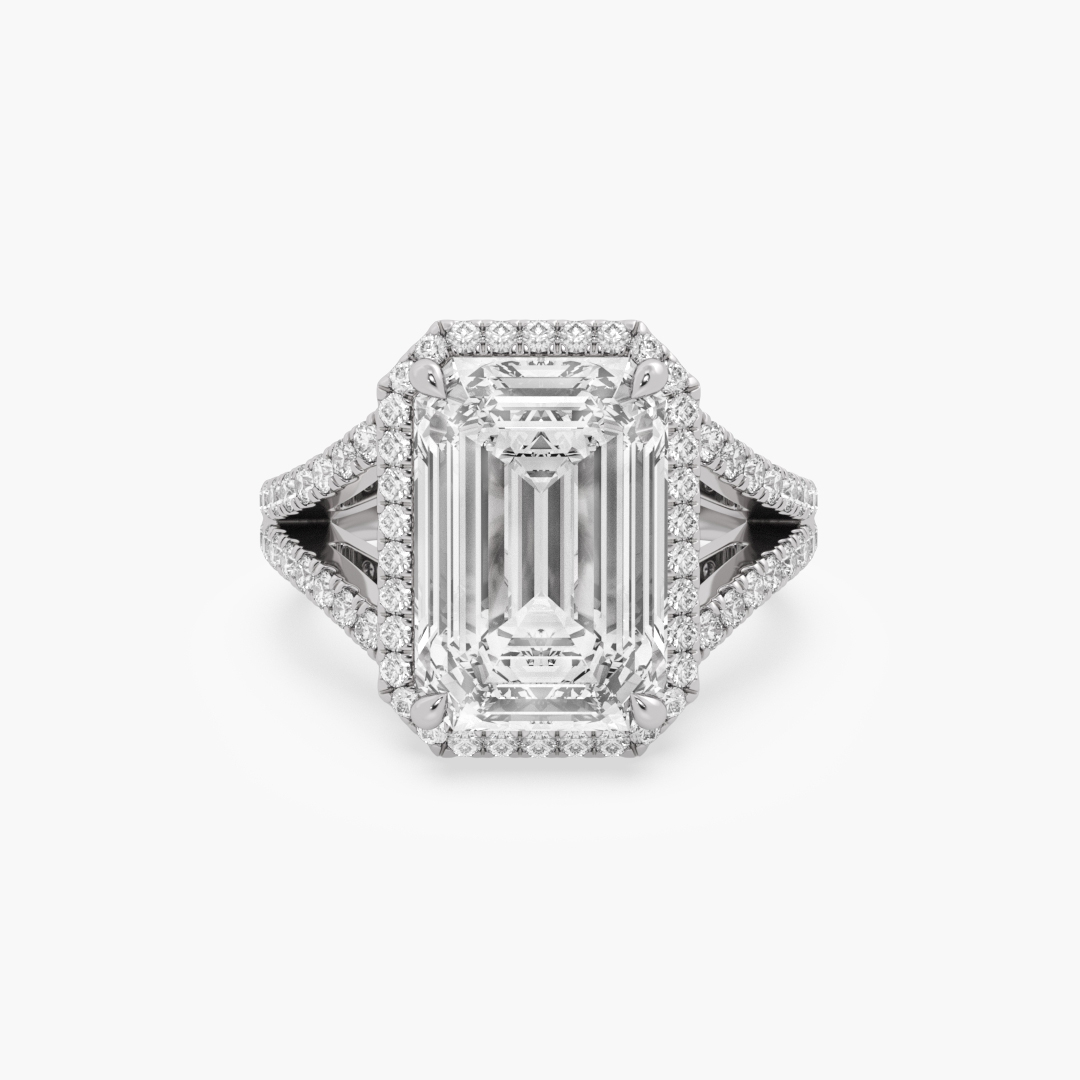 6.64 carat lab grown diamond cocktail ring in 18KT white gold, front view