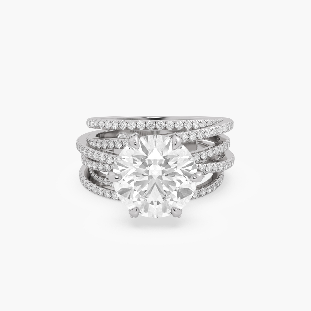 4.11 carat lab grown diamond solitaire ring in 14KT white gold, front view