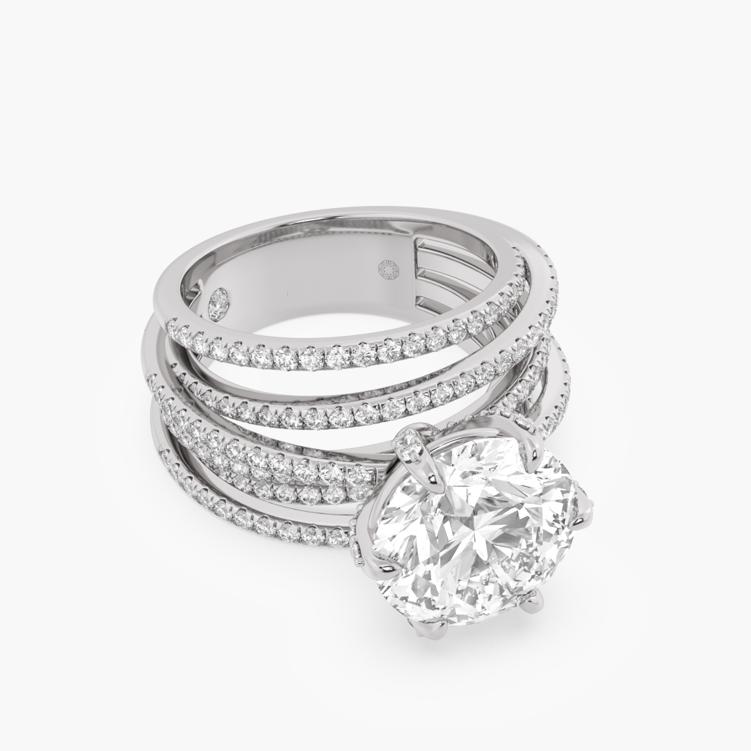 4.11 carat lab grown diamond solitaire ring in 14KT white gold, shown with a scale reference