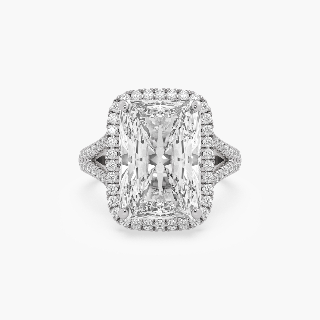 6.69 carat lab grown diamond solitaire ring in PT950 platinum, front view