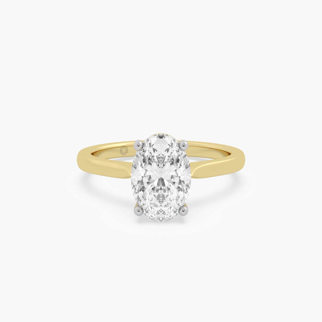 1.58 carat lab grown diamond solitaire ring in 18KT yellow gold, front view