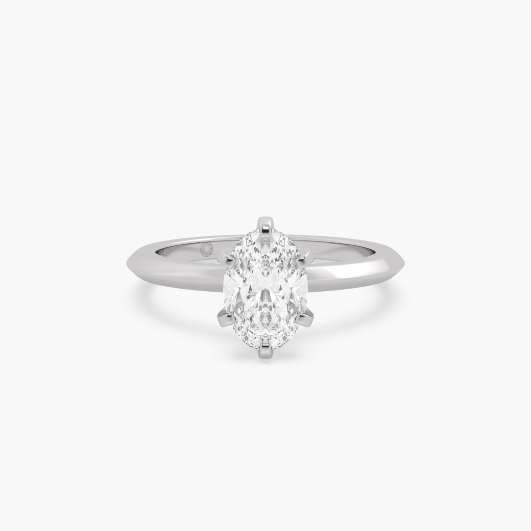 1.05 carat lab grown diamond solitaire ring in 18KT white gold, front view