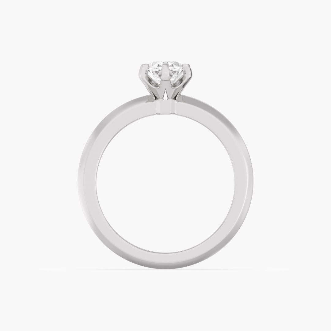 Close-up of the 2 lab grown diamonds on the 1.05 carat solitaire ring in 18KT white gold