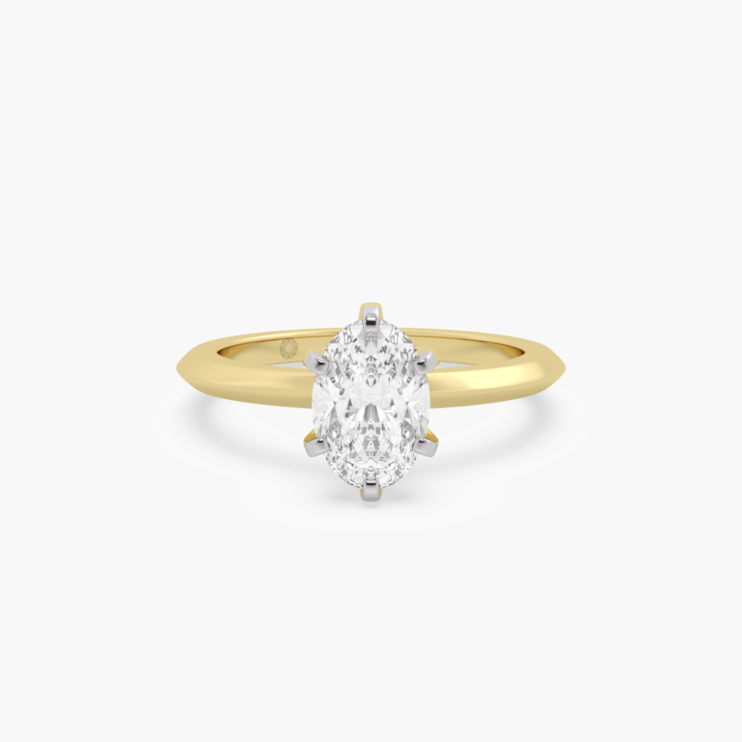 1.08 carat lab grown diamond solitaire ring in 18KT yellow gold, front view