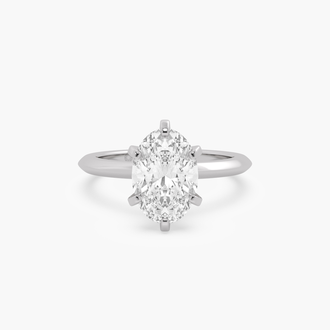 2.08 carat lab grown diamond solitaire ring in 18KT white gold, front view