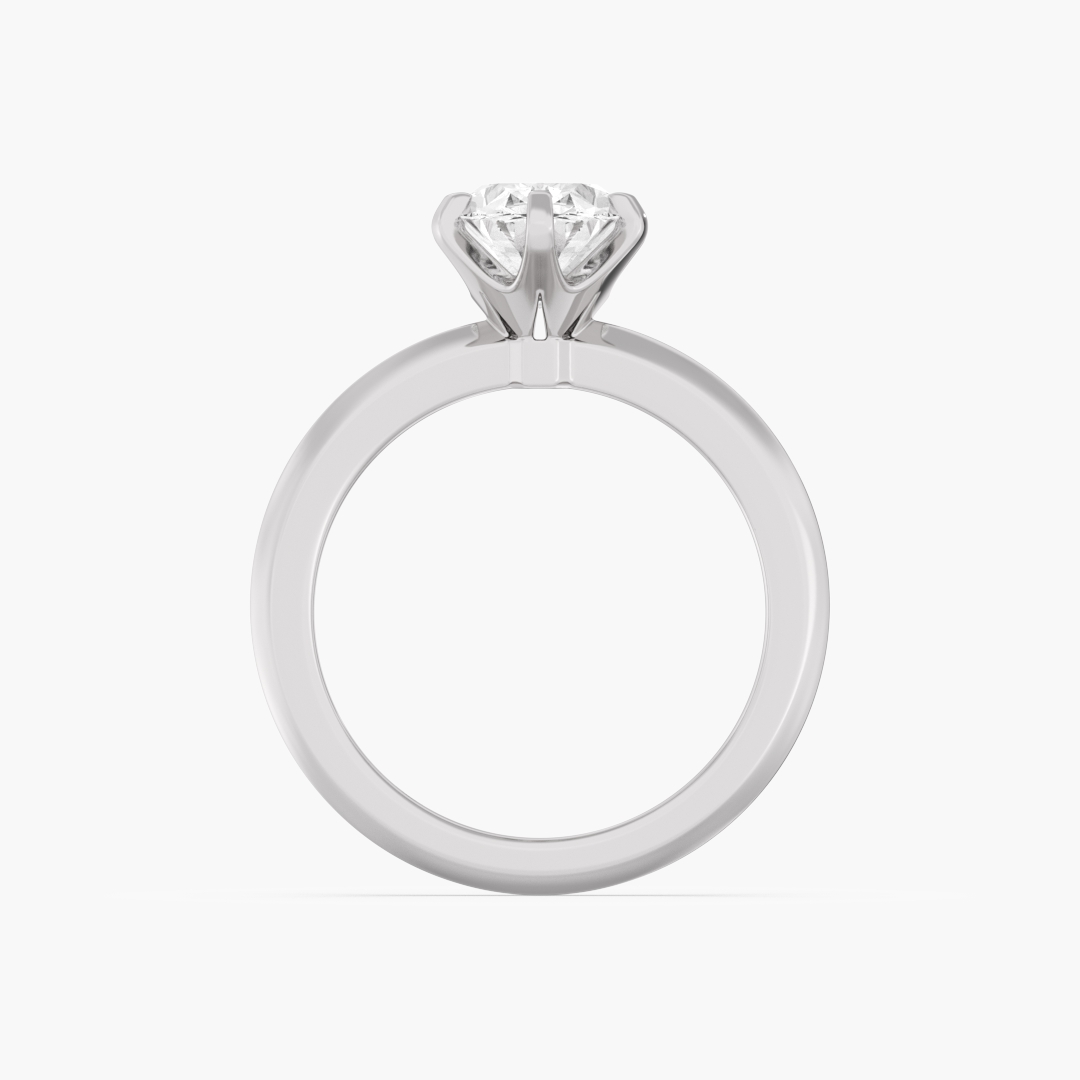 Close-up of the 2 lab grown diamonds on the 2.08 carat solitaire ring in 18KT white gold