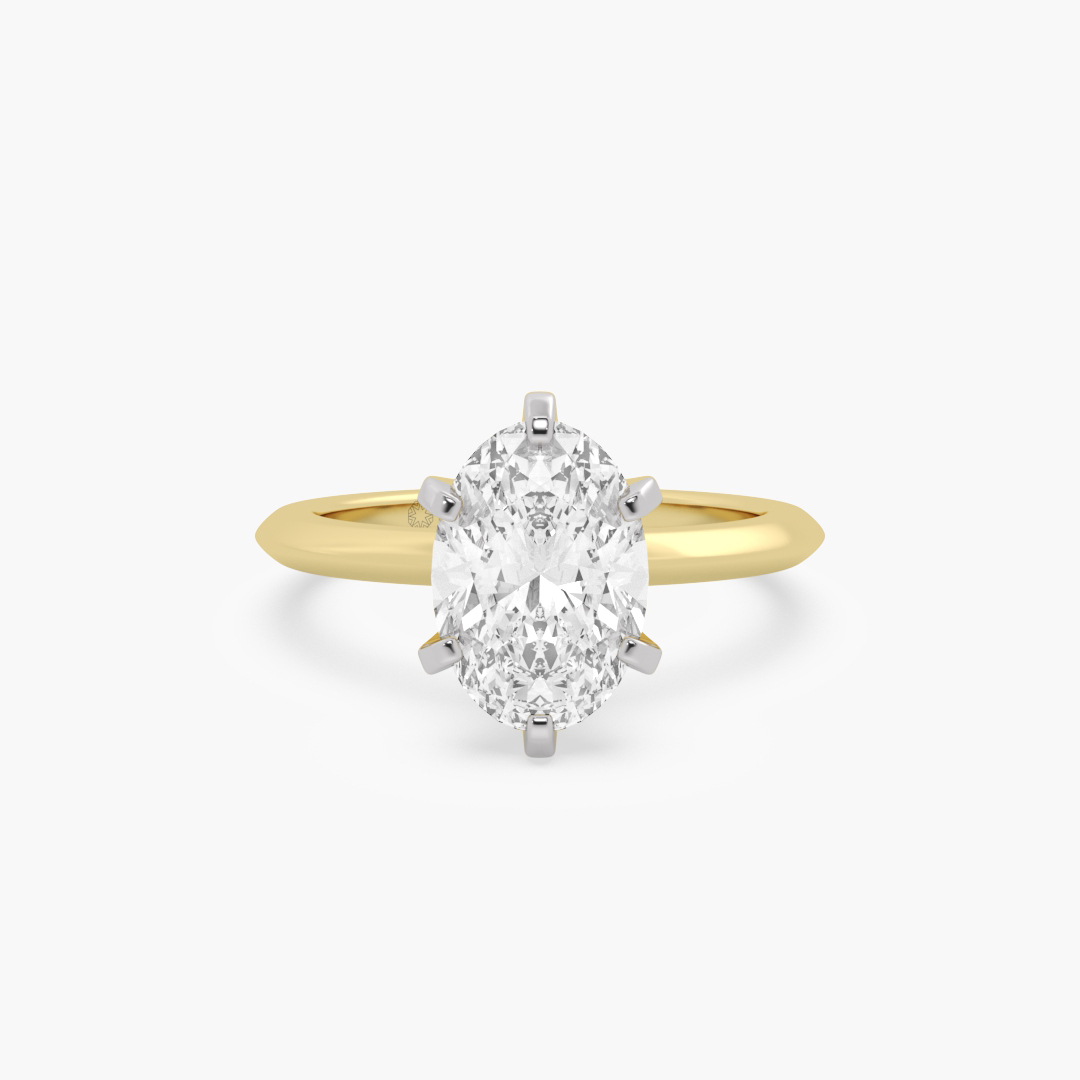 2.08 carat lab grown diamond solitaire ring in 18KT yellow gold, front view
