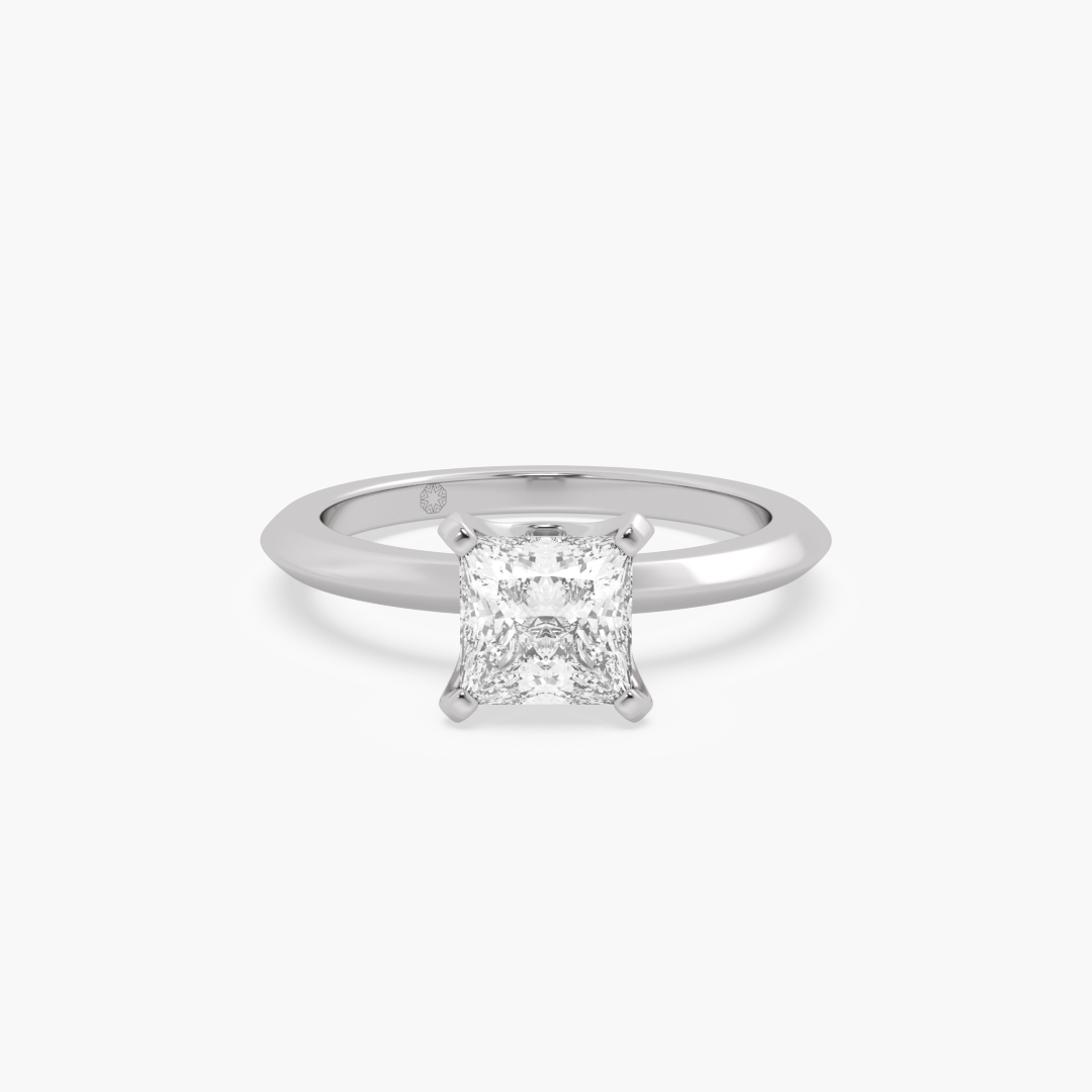 1.03 carat lab grown diamond solitaire ring in 18KT white gold, front view