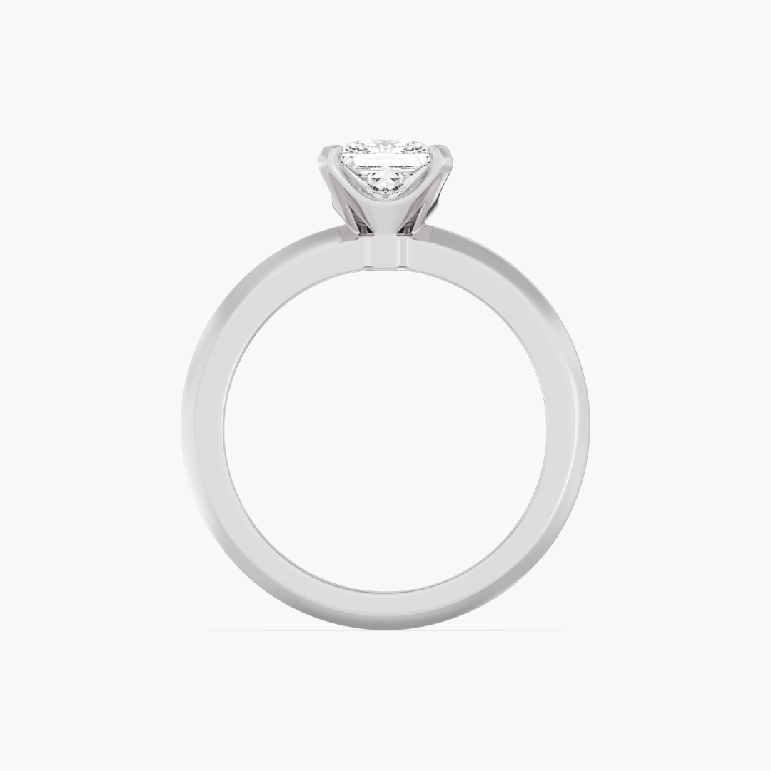 Close-up of the 2 lab grown diamonds on the 1.03 carat solitaire ring in 18KT white gold