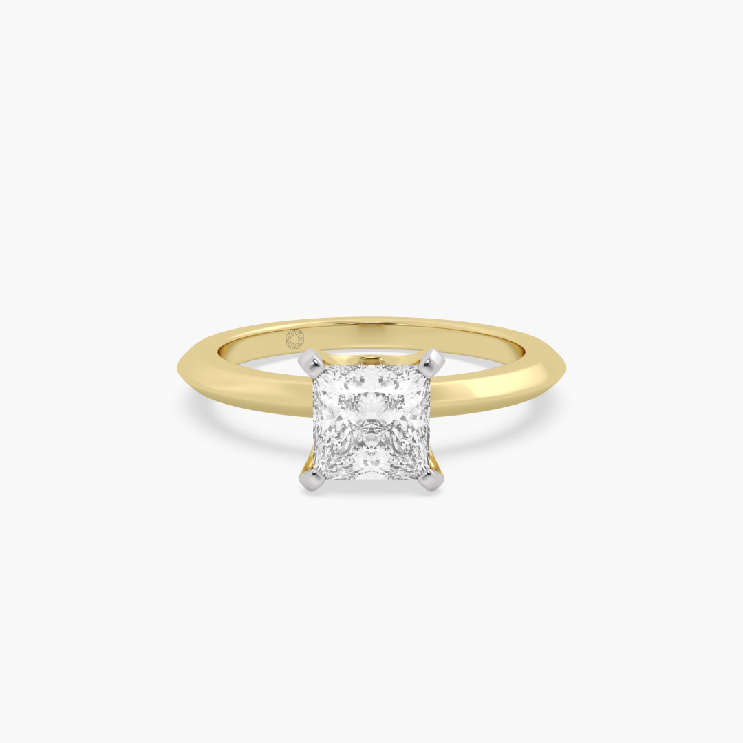 1.04 carat lab grown diamond solitaire ring in 18KT yellow gold, front view