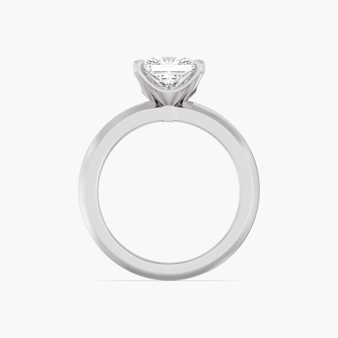 Close-up of the 2 lab grown diamonds on the 2.05 carat solitaire ring in 18KT white gold