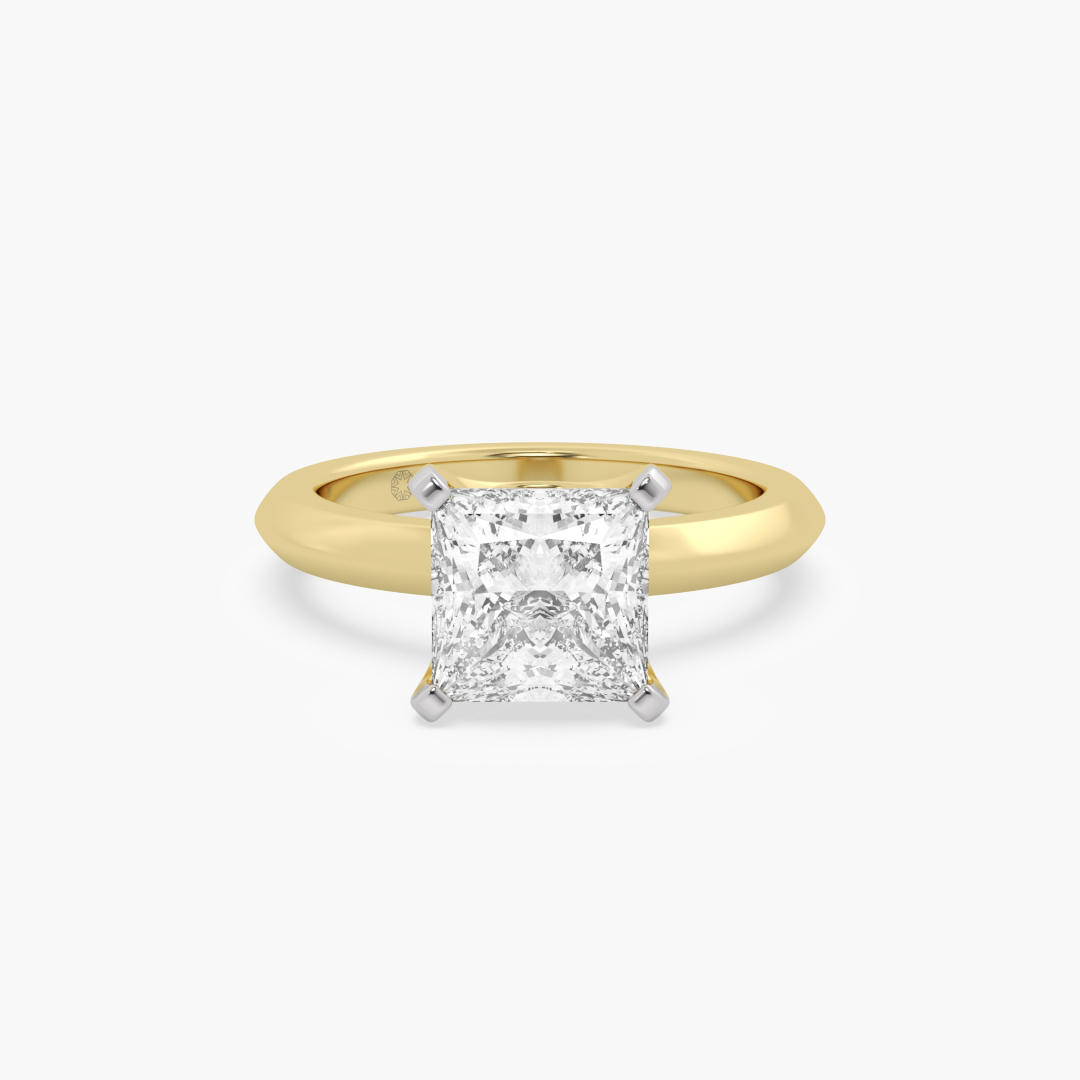 2.09 carat lab grown diamond solitaire ring in 18KT yellow gold, front view